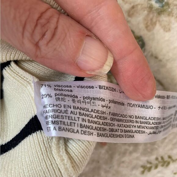 Zara Striped Button Front Sweater Vest Size L Nautical Coastal Preppy Knit Top - Picture 8 of 12